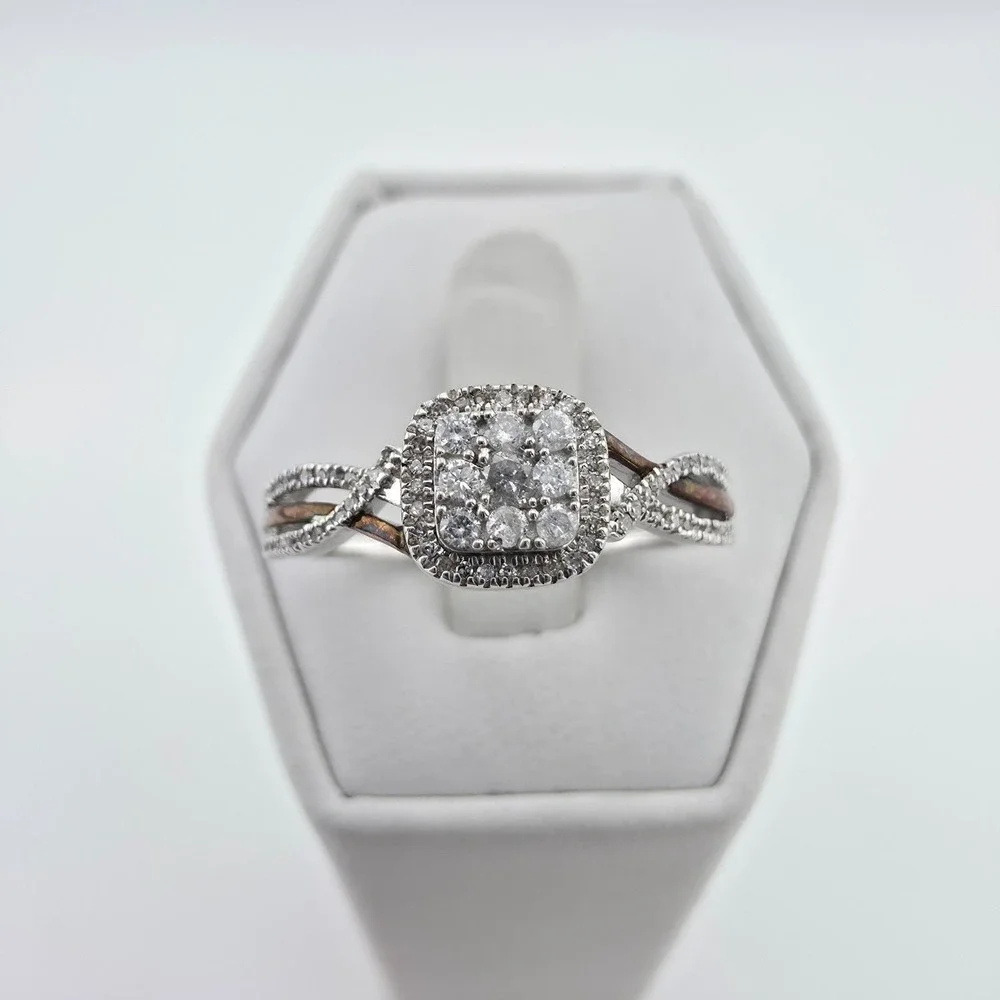IKS SANDEEP DIAMOND Corp Diamond Ring Halo 925 Sterling Silver Size 8